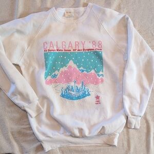 Calgary '88 Winter Games Sweater - White and Pink